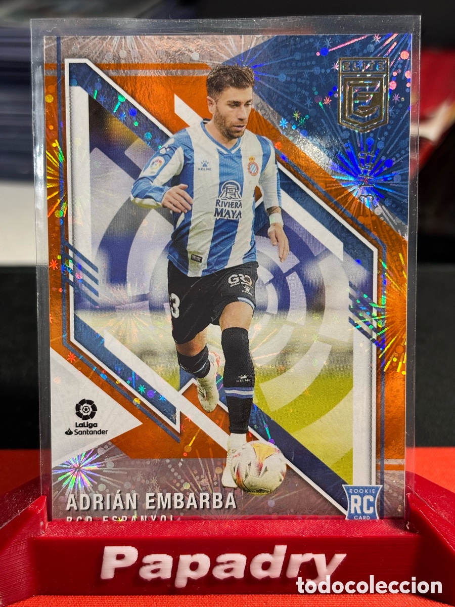 Cromos de F&uacute;tbol: 2021 Panini Donruss Elite La Liga Orange Fireworks Adrian Embarba Espanyol /49