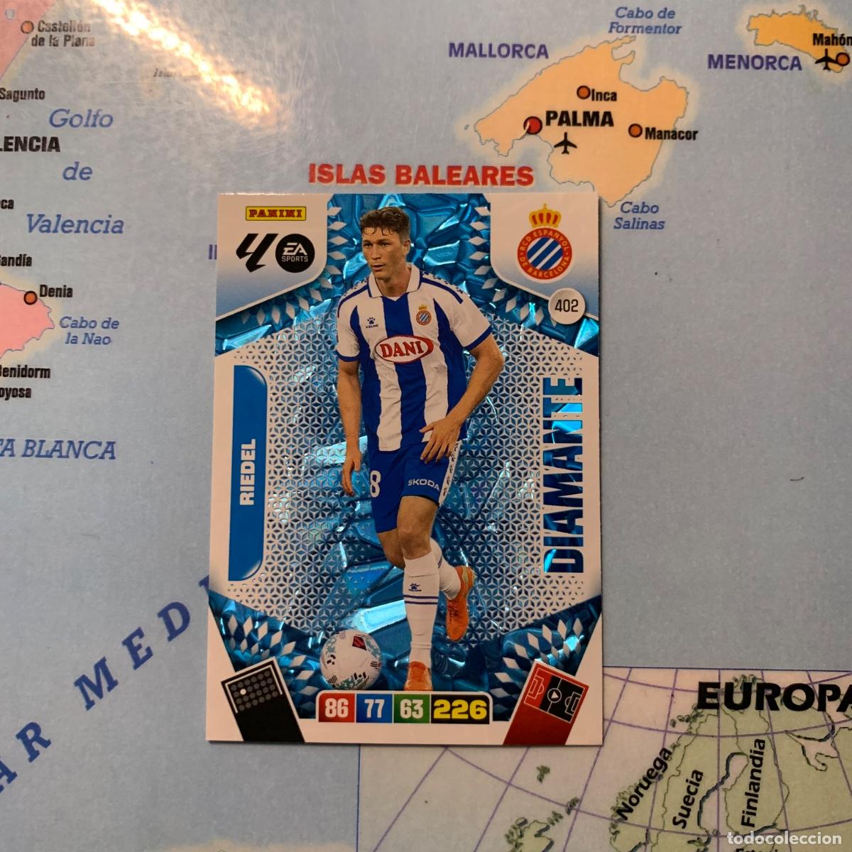 Cromos de F&uacute;tbol: Riedel Diamante n&uacute;mero 402 del Espa&ntilde;ol cromo adrenalyn XL 25-26 2025-2026