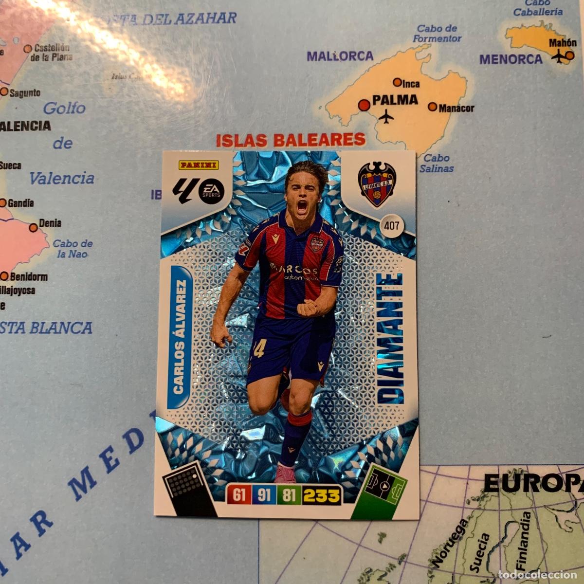 Cromos de F&uacute;tbol: Carlos &Aacute;lvarez Diamante n&uacute;mero 407 del Levante cromo adrenalyn XL 25-26 2025-2026