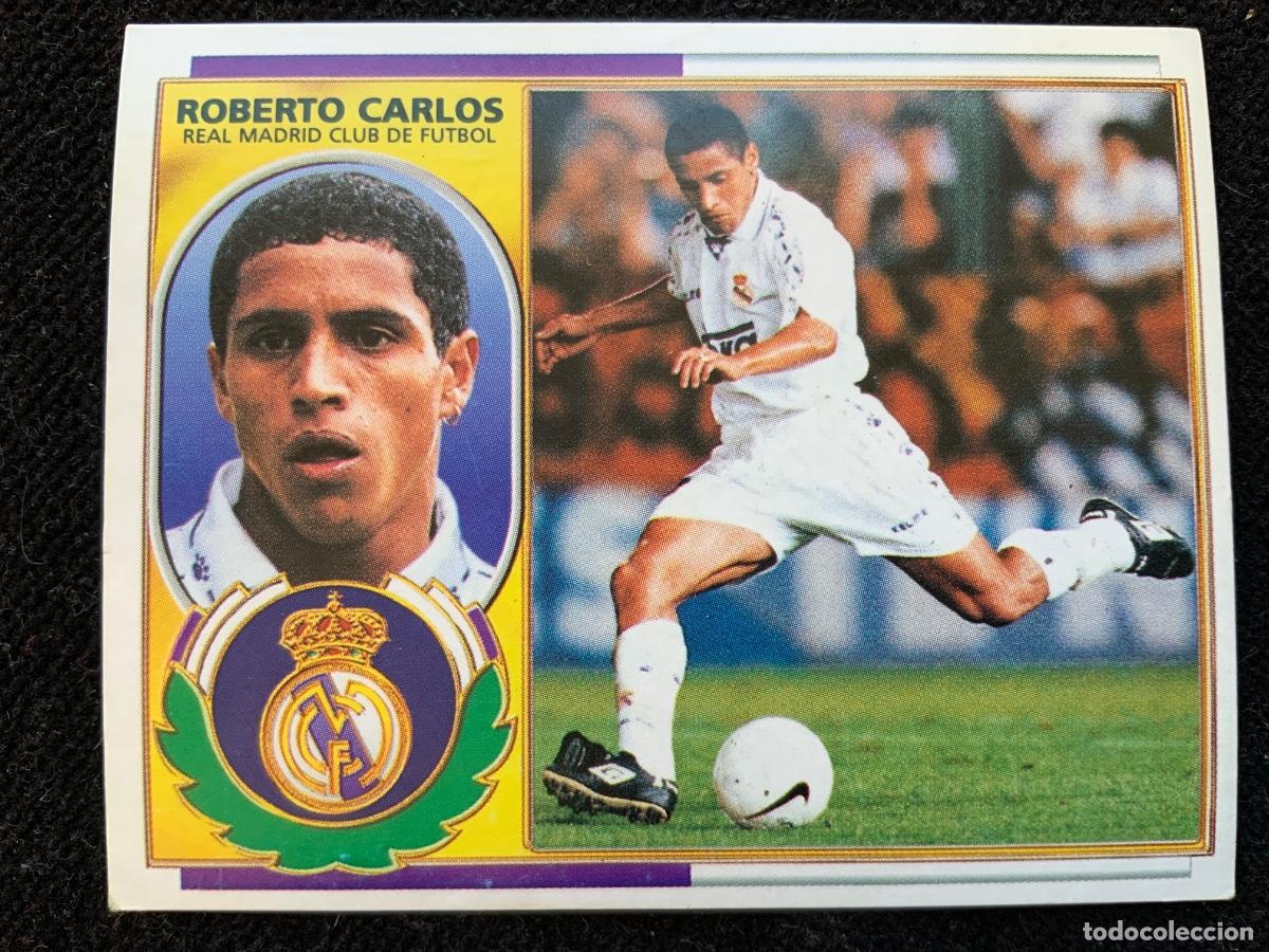 Fu&szlig;ball-Sticker: Cromo de futbol real madrid, roberto carlos, col este, dificil, liga 96-97+ 14 de regalo, sin pegar.