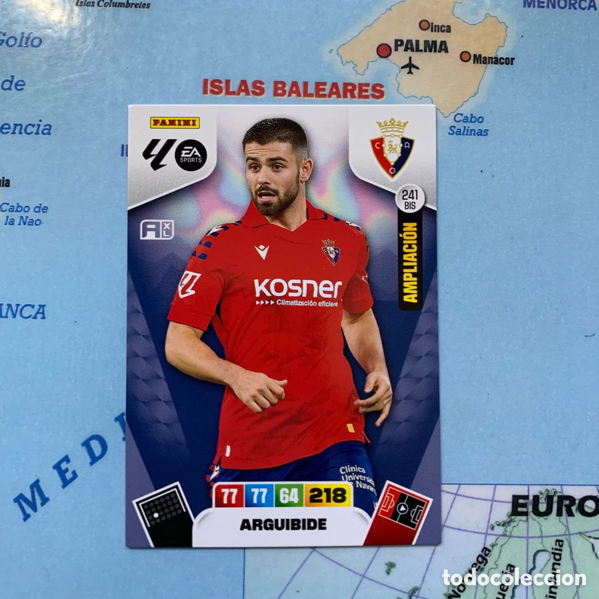 Cromos de F&uacute;tbol: Arguibide ampliacion n&uacute;mero 241 Bis Del Osasuna cromo adrenalyn XL 25-26 2025-2026