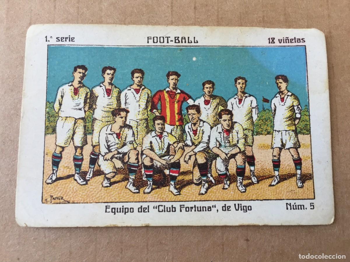 Cromos de F&uacute;tbol: EQUIPO CLUB FORTUNA VIGO -CROMO ALINEACI&Oacute;N - FOOT-BALL 1A SERIE N&Uacute;M 5 - PUBLICIDAD DROGAS A. FUSTER