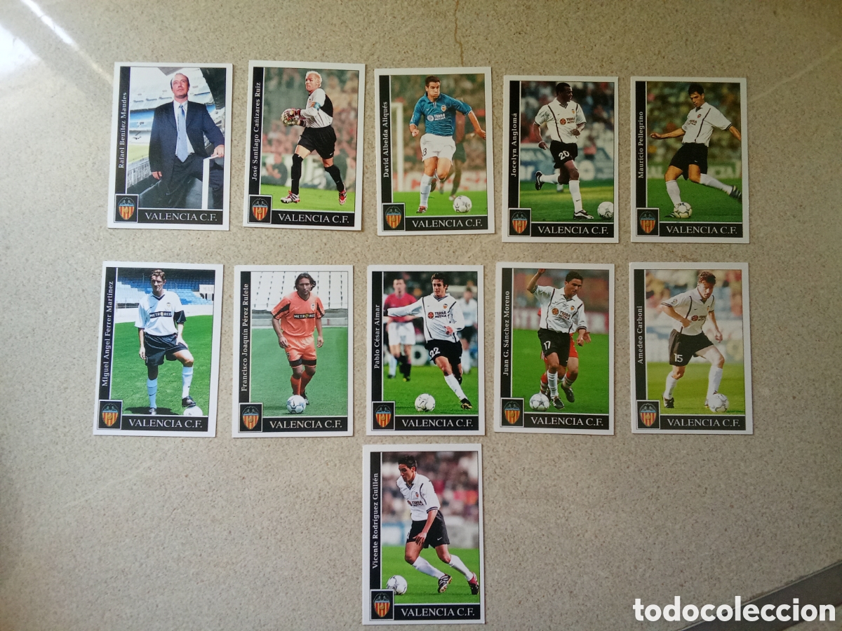 Cromos de F&uacute;tbol: 11 CROMOS DIFERENTES VALENCIA MUNDICROMO LIGA 2001 2002