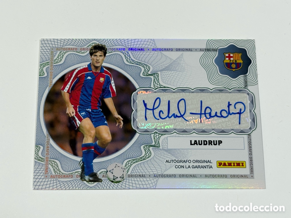 Cromos de F&uacute;tbol: Laudrup Auto Autograph Firma Original Barcelona Panini Club Messi
