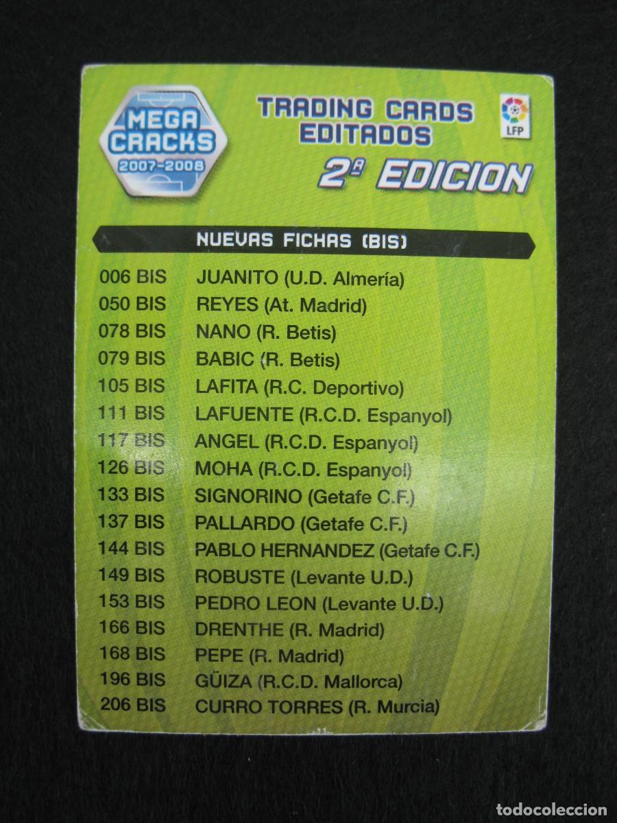 Cromos de F&uacute;tbol: &Iacute;NDICE - 2&ordf; EDICI&Oacute;N - MEGACRACKS 2007-2008 - PANINI - 07-08.