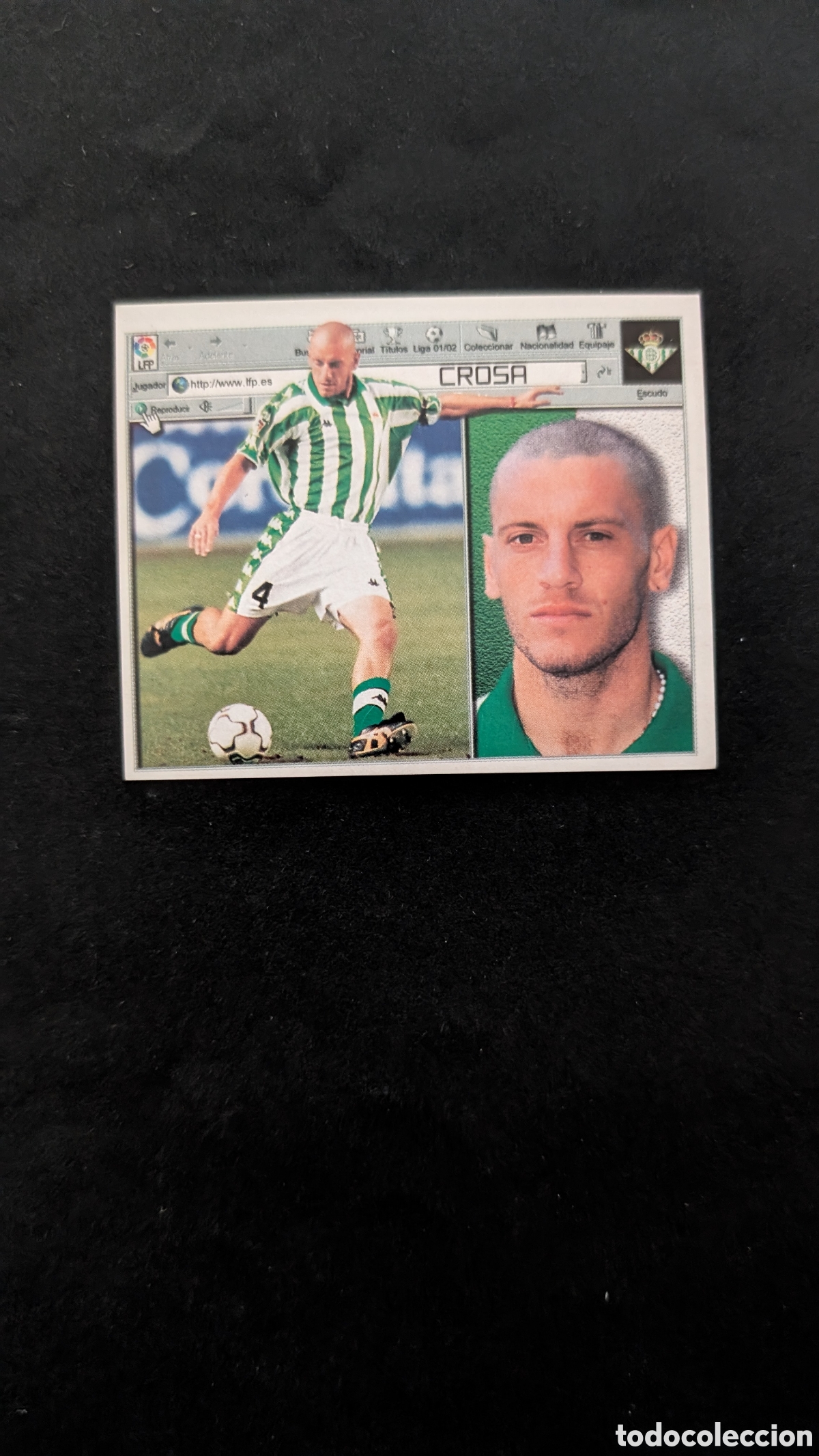 Cromos de Futebol: CROSA BETIS COLOCA LIGA ESTE 2001/02 01 02 NUNCA PEGADO SIN PEGAR
