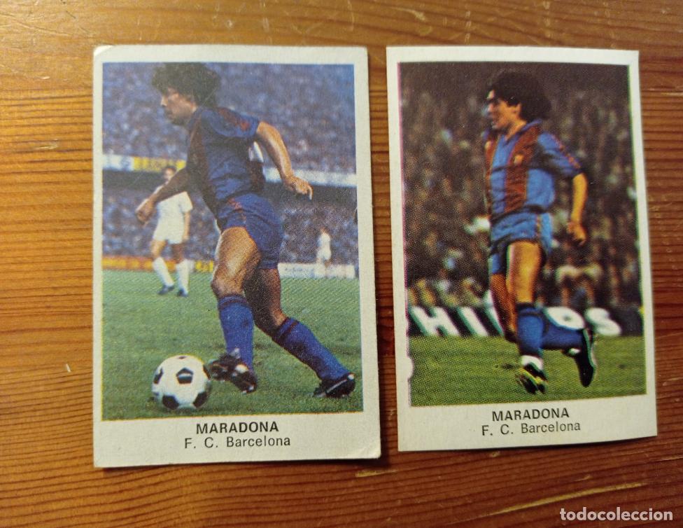Cromos de F&uacute;tbol: Maradona (2) Cromos Cano f&uacute;tbol 1983 1984 83 84 - 2 versiones. En muy buen estado.
