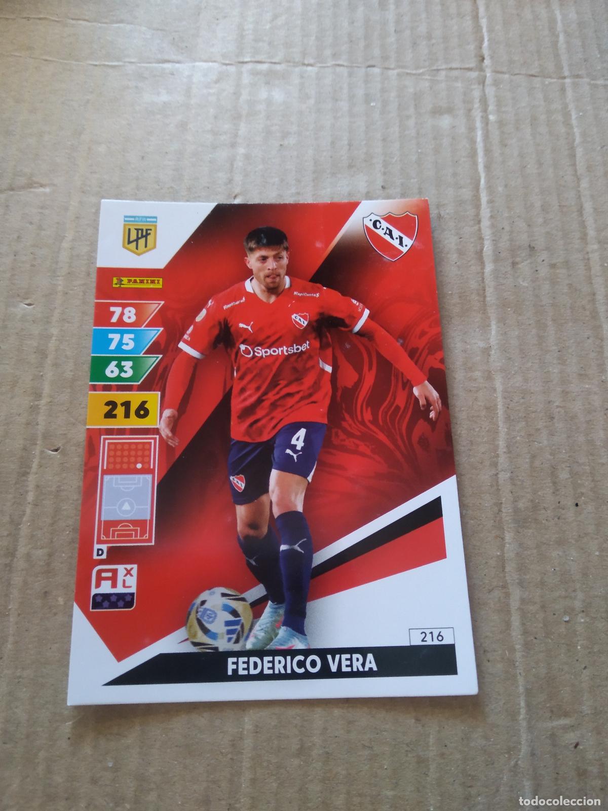 Cromos de F&uacute;tbol: 216 FEDERICO VERA INDEPENDIENTE CROMO FUTBOL PANINI ARGENTINO 2025 LIGA ARGENTINA ADRENALYN