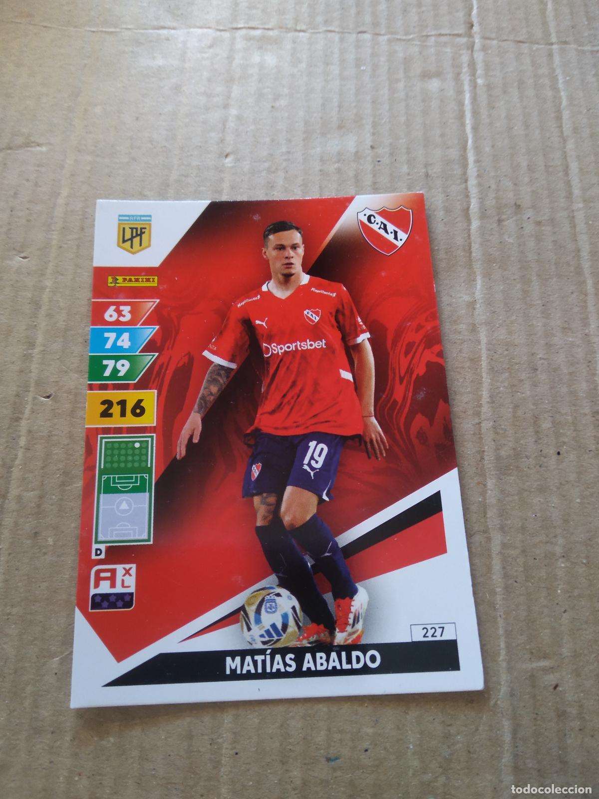 Cromos de F&uacute;tbol: 227 MATIAS ABALDO INDEPENDIENTE CROMO FUTBOL PANINI ARGENTINO 2025 LIGA ARGENTINA ADRENALYN