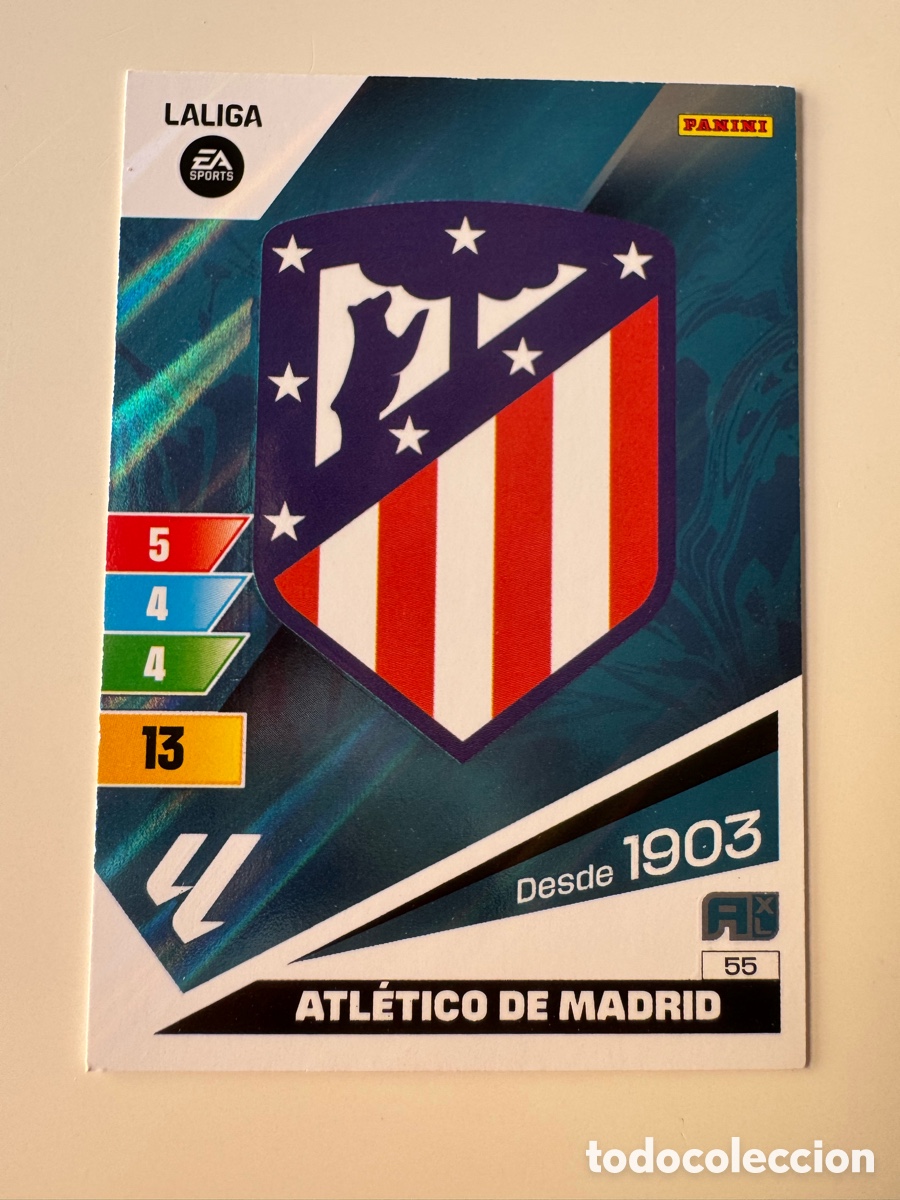 Cromos de F&uacute;tbol: PANINI ADRENALYN XL La Liga 2023 2024 23 24 Atl&eacute;tico de Madrid N&ordm; 55 Escudo
