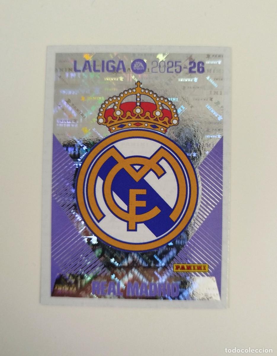 Cromos de F&uacute;tbol: Escudo 1 SIN PEGAR NUNCA PEGADO Real Madrid Liga Ediciones Este 25 26 / 2025 2026