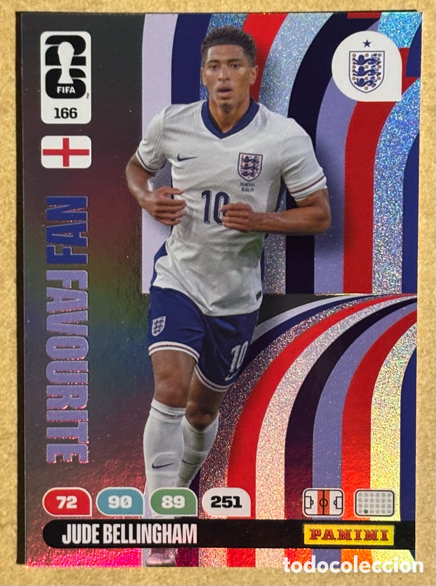 Cromos de F&uacute;tbol: JUDE BELLINGHAM (INGLATERRA). CARTA FAN FAVOURITE PANINI ADRENALYN XL FIFA WORLD CUP 2026. #166