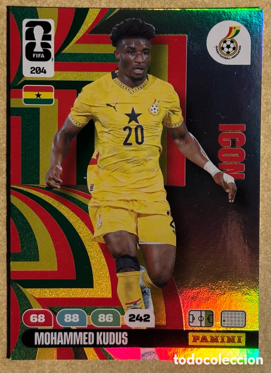 Cromos de F&uacute;tbol: MOHAMMED KUDUS (GHANA). CARTA ICON PANINI ADRENALYN XL FIFA WORLD CUP 2026. #204.
