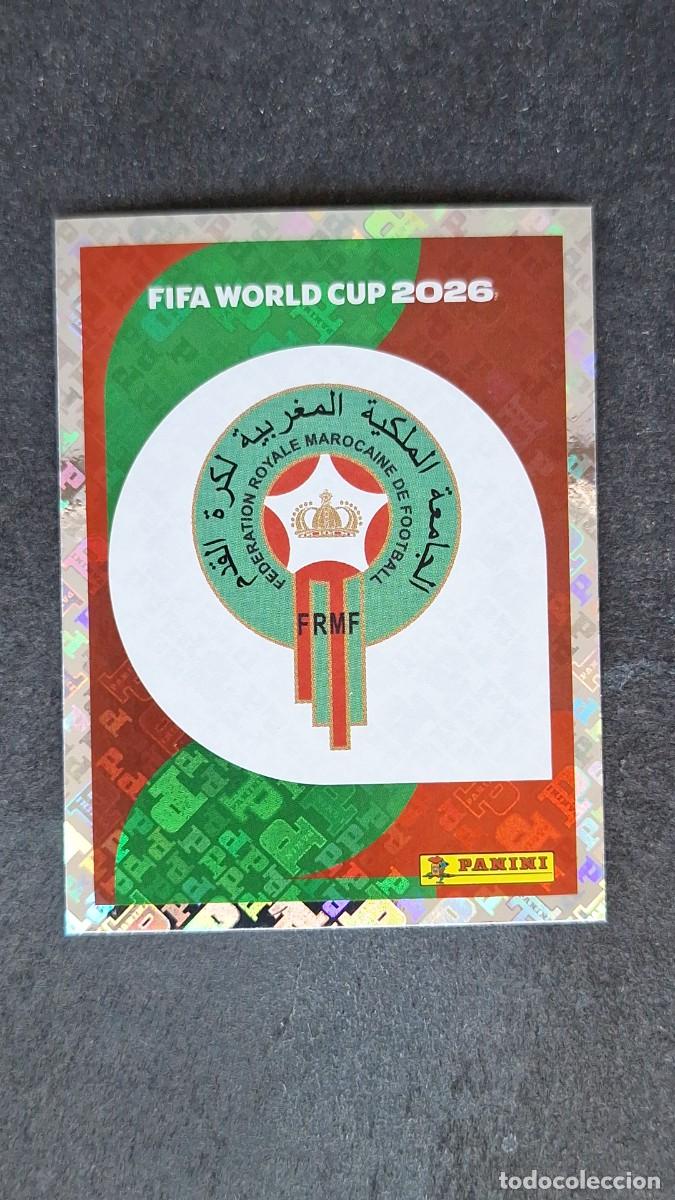 Cromos de F&uacute;tbol: L1 ESCUDO SELECCION MARRUECOS 1 MUNDIAL FIFA WORLD CUP 2026 PANINI NUNCA PEGADO SIN PEGAR
