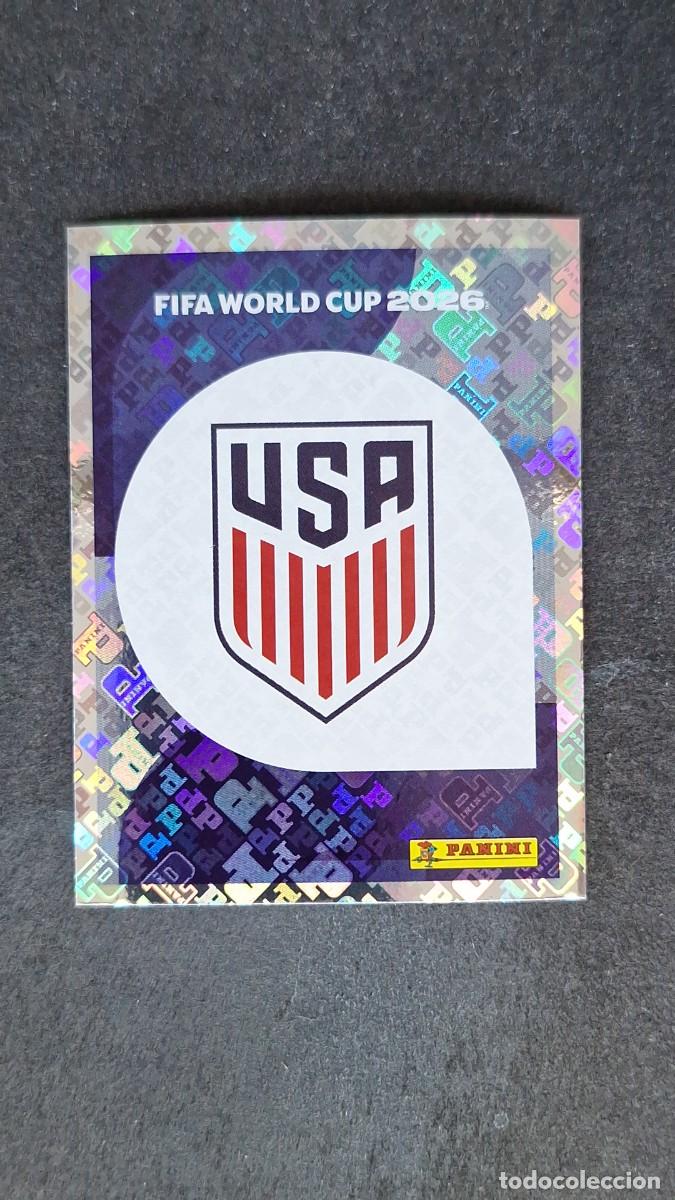 Cromos de F&uacute;tbol: L1 ESCUDO SELECCION USA 1 MUNDIAL FIFA WORLD CUP 2026 PANINI NUNCA PEGADO SIN PEGAR