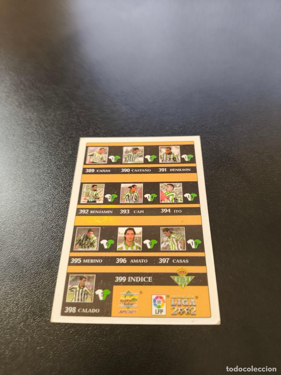 Cromos de F&uacute;tbol: 399 Indice REAL BETIS MUNDICROMO FICHAS LIGA 2001 2002 01 02 NO PANINI ESTE