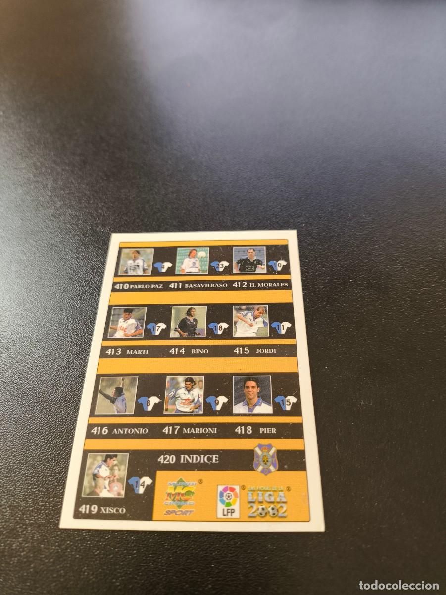 Cromos de F&uacute;tbol: 420 Indice TENERIFE MUNDICROMO FICHAS LIGA 2001 2002 01 02 NO PANINI ESTE