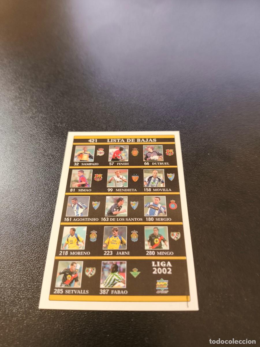 Cromos de F&uacute;tbol: 421 LISTA DE BAJAS TENERIFE MUNDICROMO FICHAS LIGA 2001 2002 01 02 NO PANINI ESTE