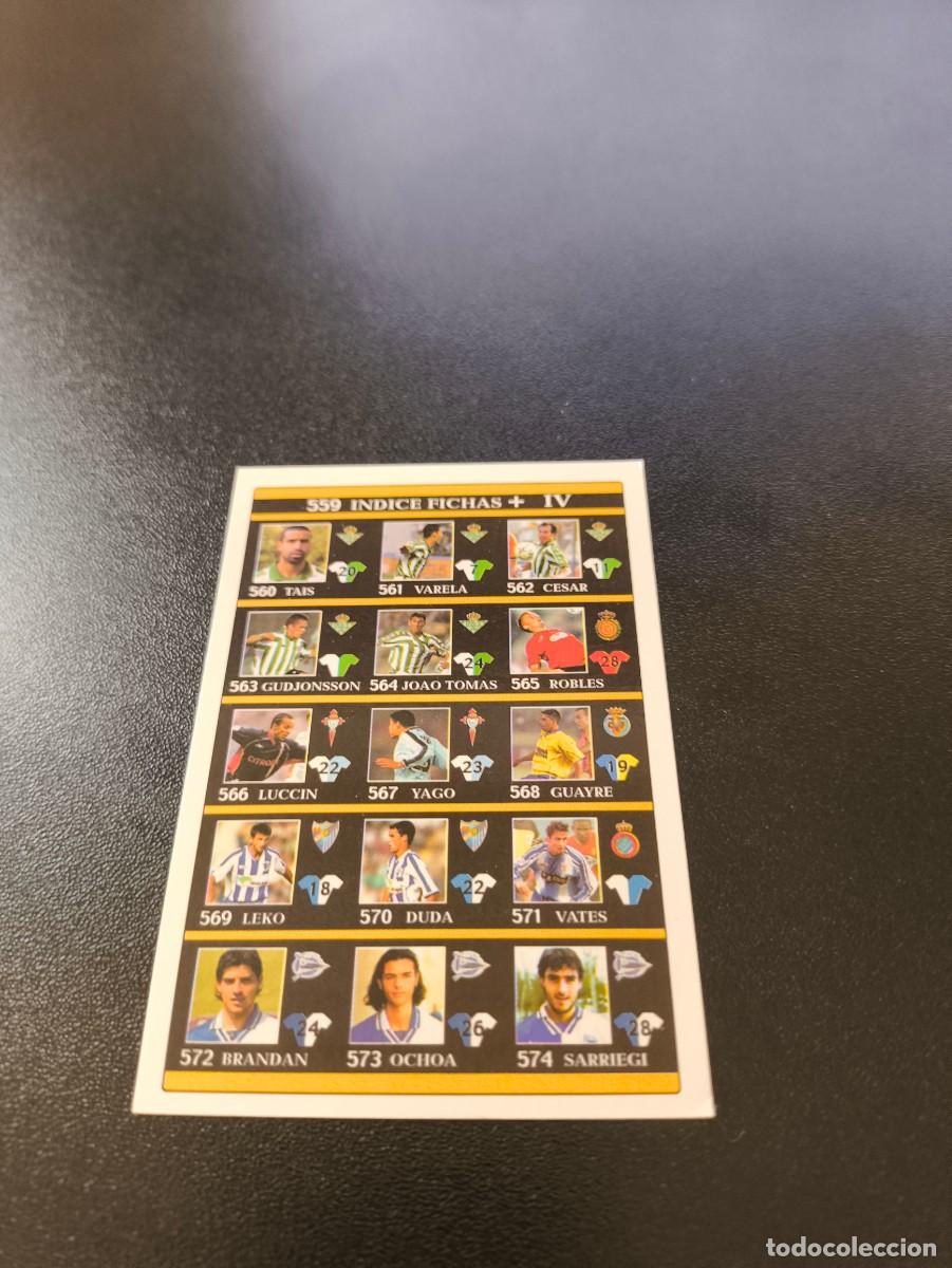 Cromos de F&uacute;tbol: 559 INDICE FICHAS + IV ULTIMA HORA UH MUNDICROMO FICHAS LIGA 2001 2002 01 02 NO PANINI ESTE