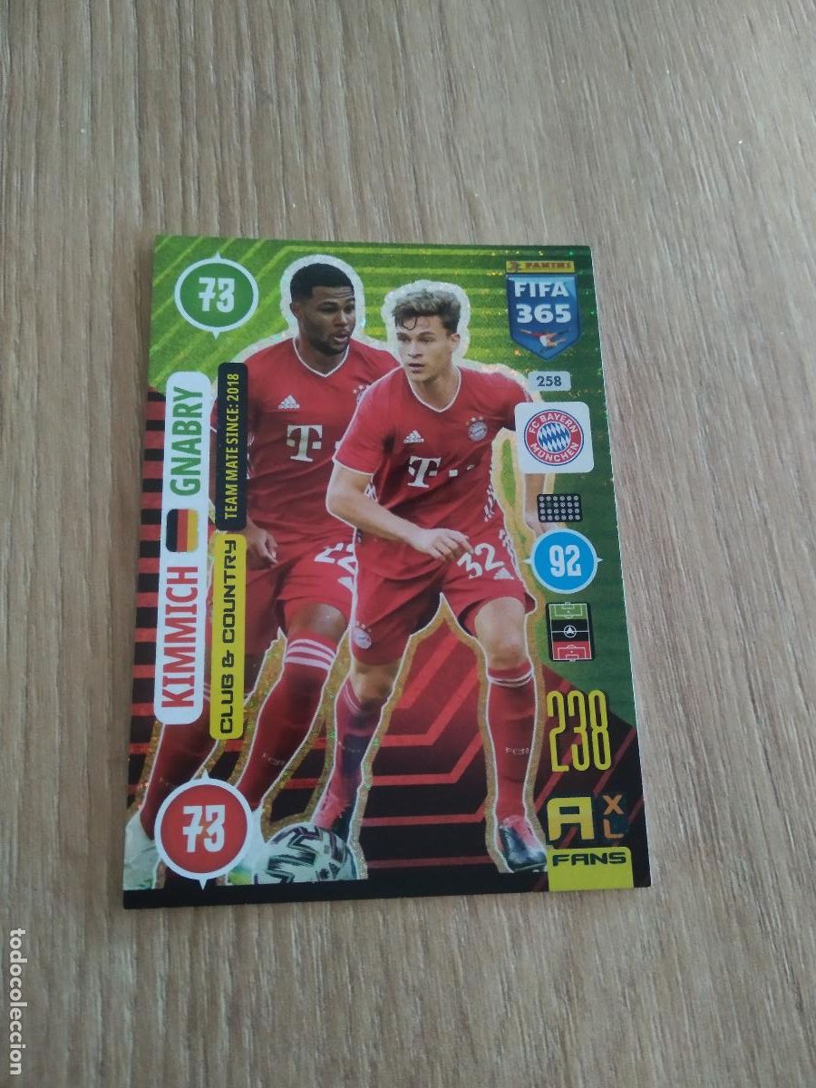 Cromos de F&uacute;tbol: 258 KIMMICH GNABRY BAYERN MUNICH CROMO FUTBOL PANINI ADRENALYN 20-21 FIFA 365 2020-2021