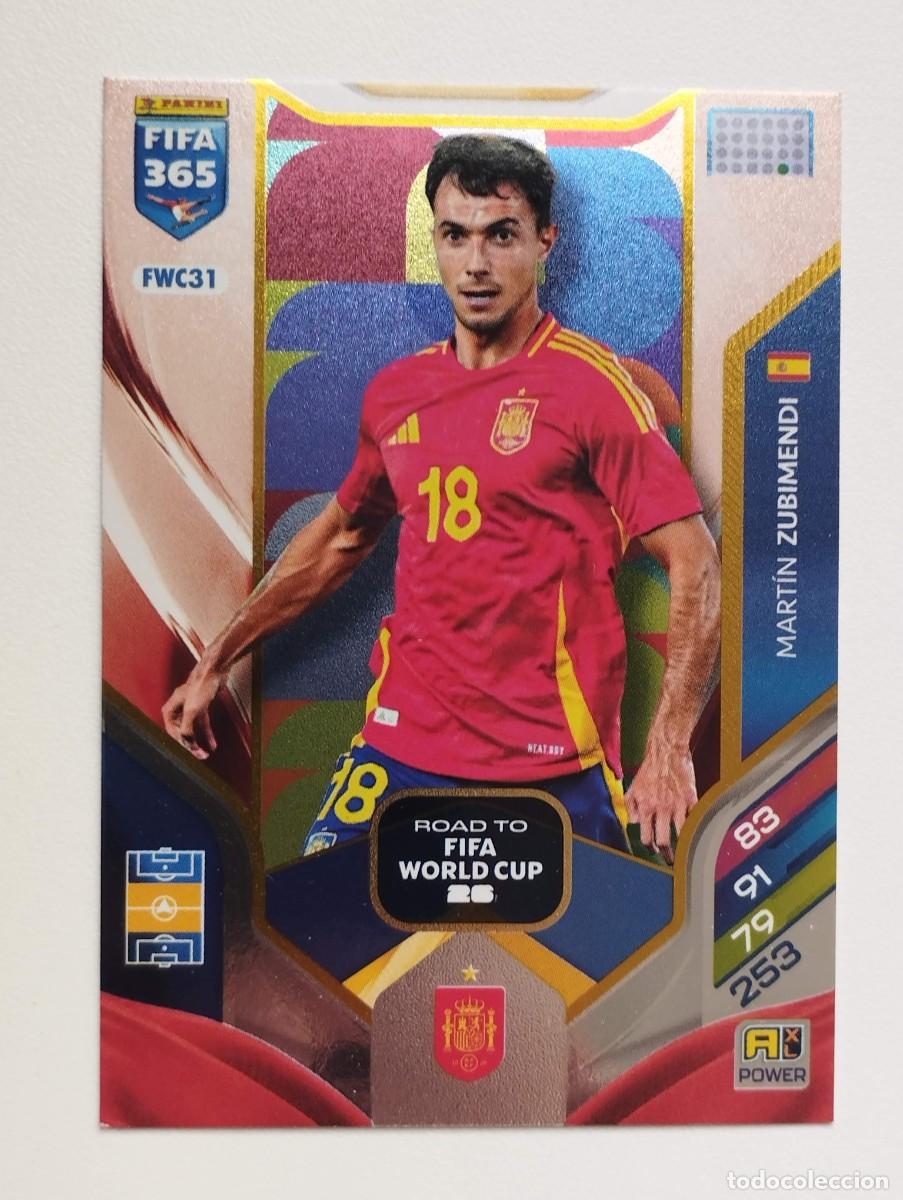 Cromos de F&uacute;tbol: CROMO CARD PANINI ADRENALYN FIFA 365 2025 2026 25 26 ROAD TO WORLD CUP ESPA&Ntilde;A FWC31 ZUBIMENDI ESPA&Ntilde;A