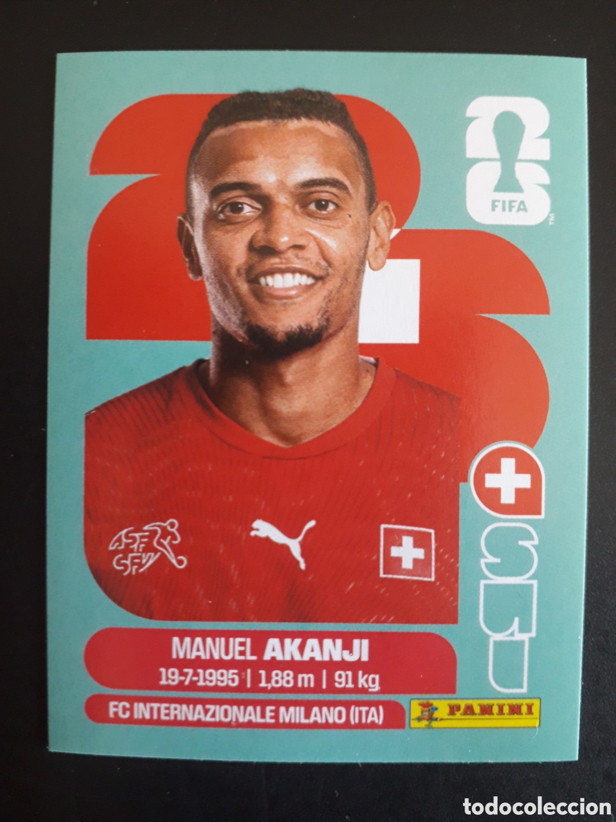 Cromos de F&uacute;tbol: AKANJI SUIZA SUI 4 MUNDIAL F&Uacute;TBOL 2026 FIFA WORLD CUP PANINI SIN PEGAR PEDIDO M&Iacute;NIMO 3&euro;