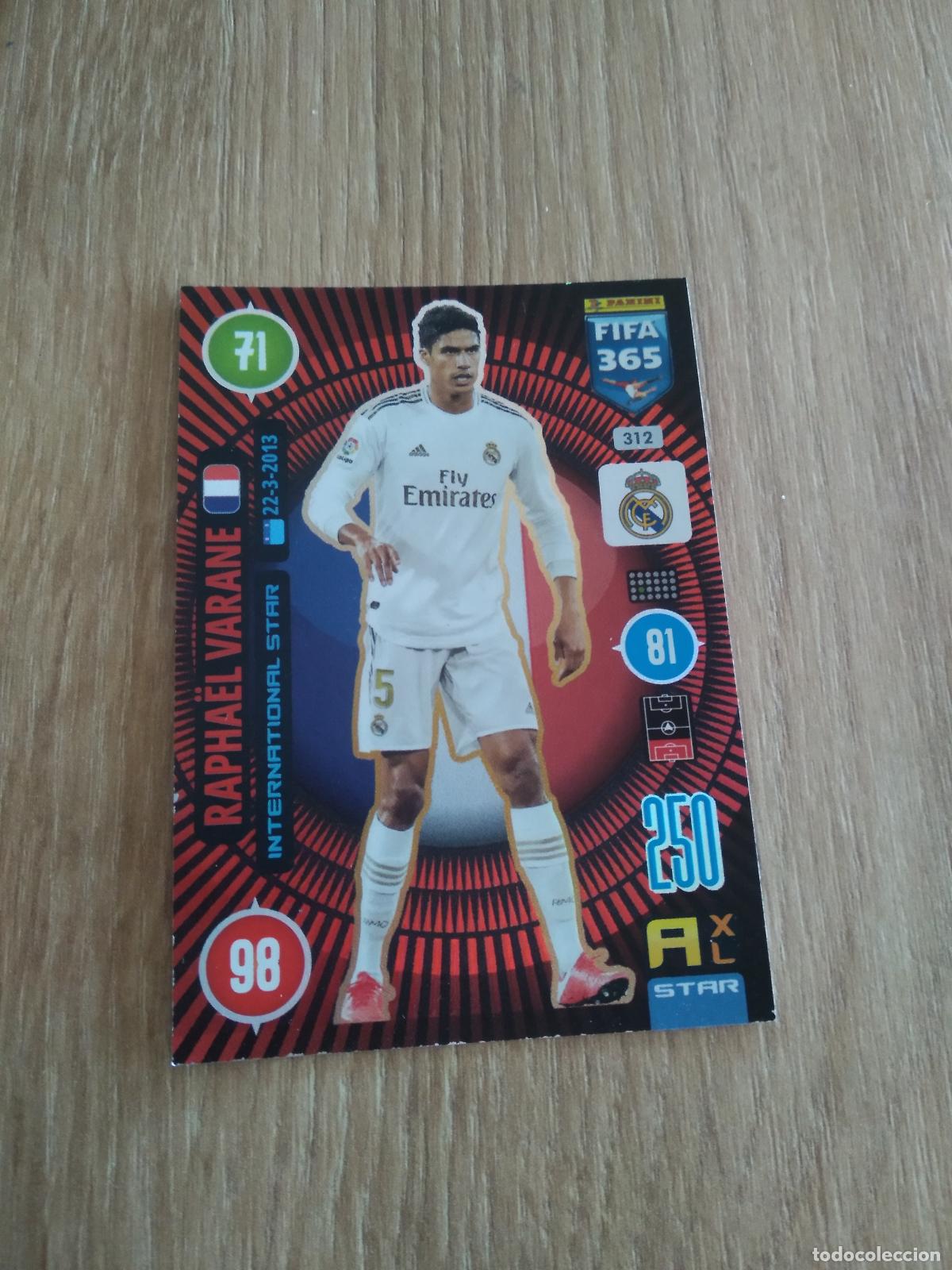 Cromos de F&uacute;tbol: 312 VARANE REAL MADRID CROMO FUTBOL PANINI ADRENALYN 20-21 FIFA 365 2020-2021
