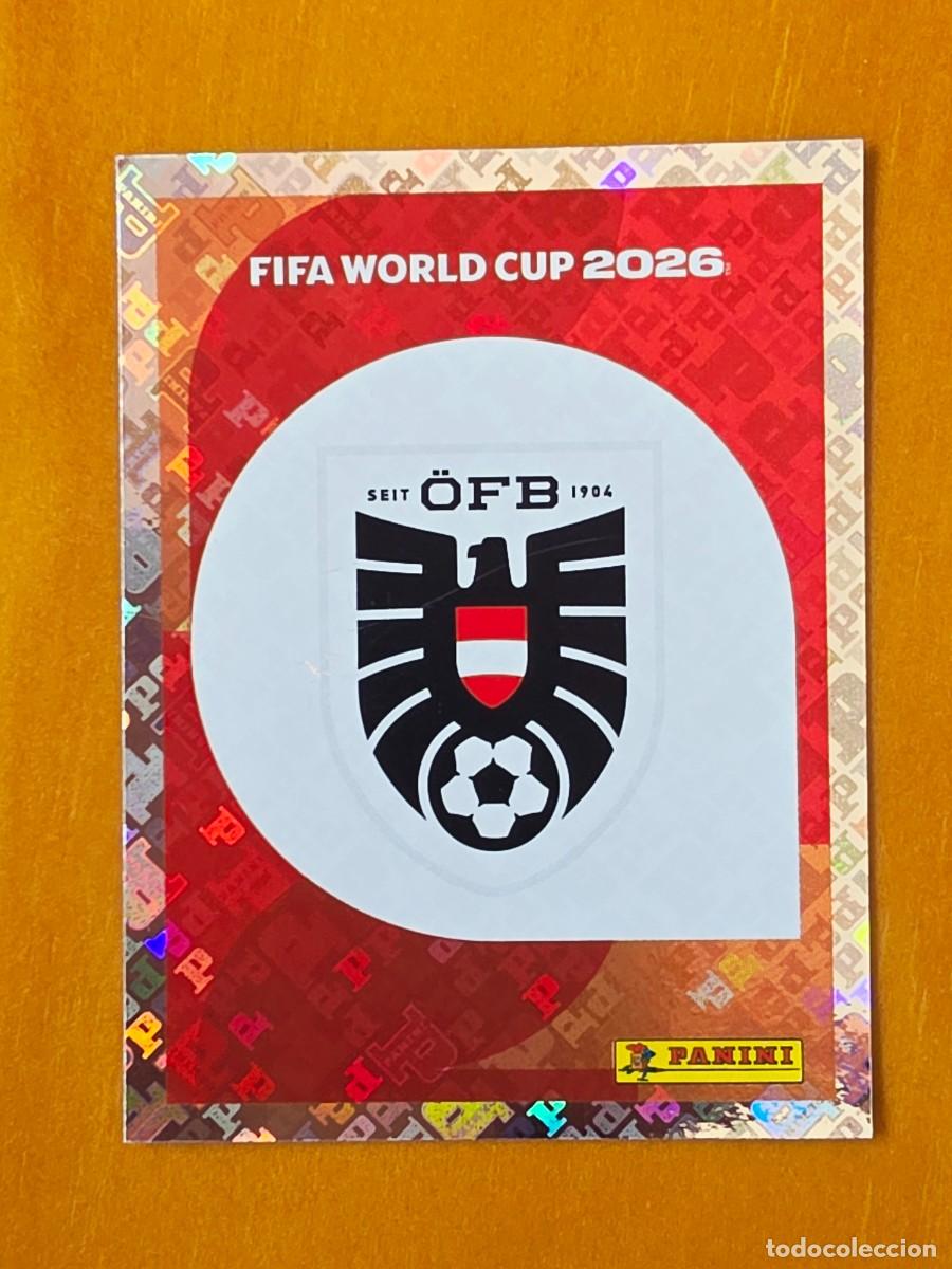 Cartes &agrave; collectionner de Football: AUT 1 Escudo logo emblema, Austria, Panini FIFA World Cup Mundial 2026 Sticker
