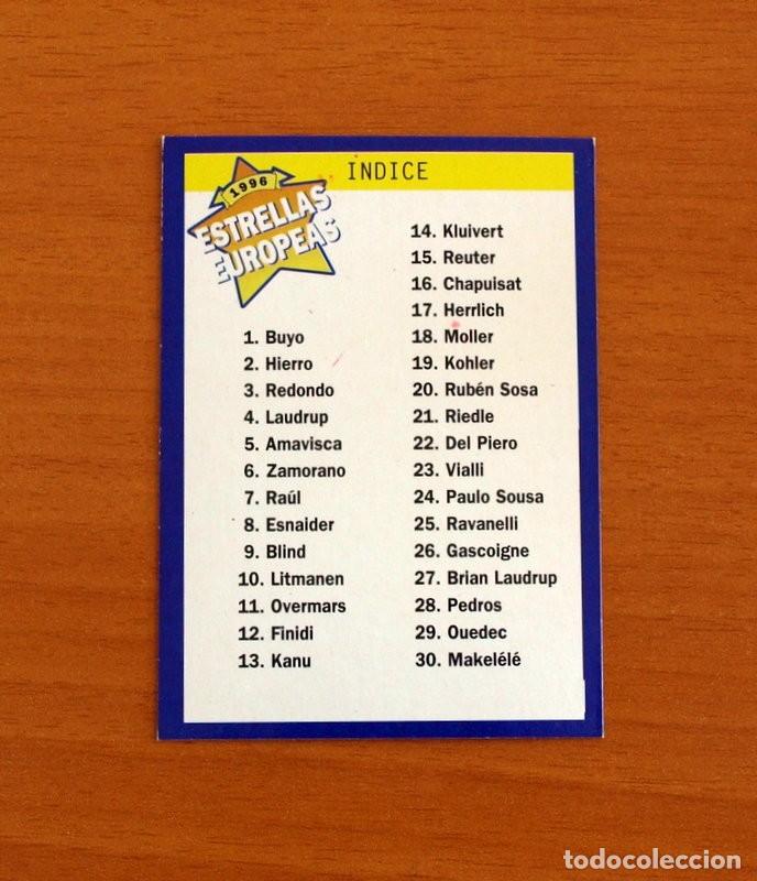 Cromos de F&uacute;tbol: &Iacute;ndice - N&ordm; 119 - Del N&ordm; 1 al N&ordm; 60 - Estrellas Europea Panini A&ntilde;o 1996