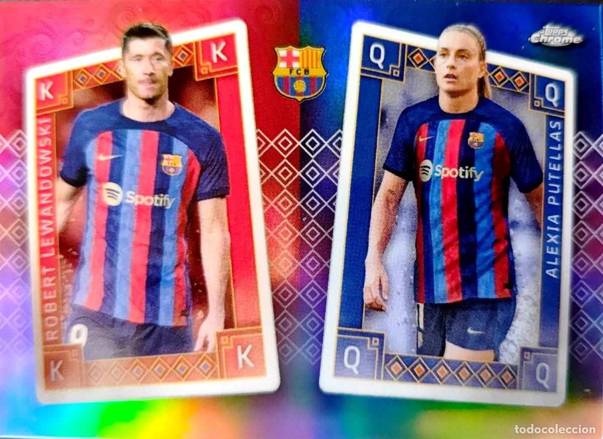 Cromos de F&uacute;tbol: KQ-10 Alexia Putellas - Robert Lewandowski - FC Barcelona - Topps Chrome Set 2022 2023 22 23