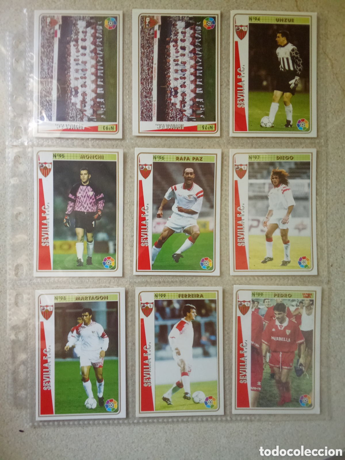 Cromos de F&uacute;tbol: 20 CROMOS DIFERENTES SEVILLA MUNDICROMO 94-95 PLANTILLA COMPLETA
