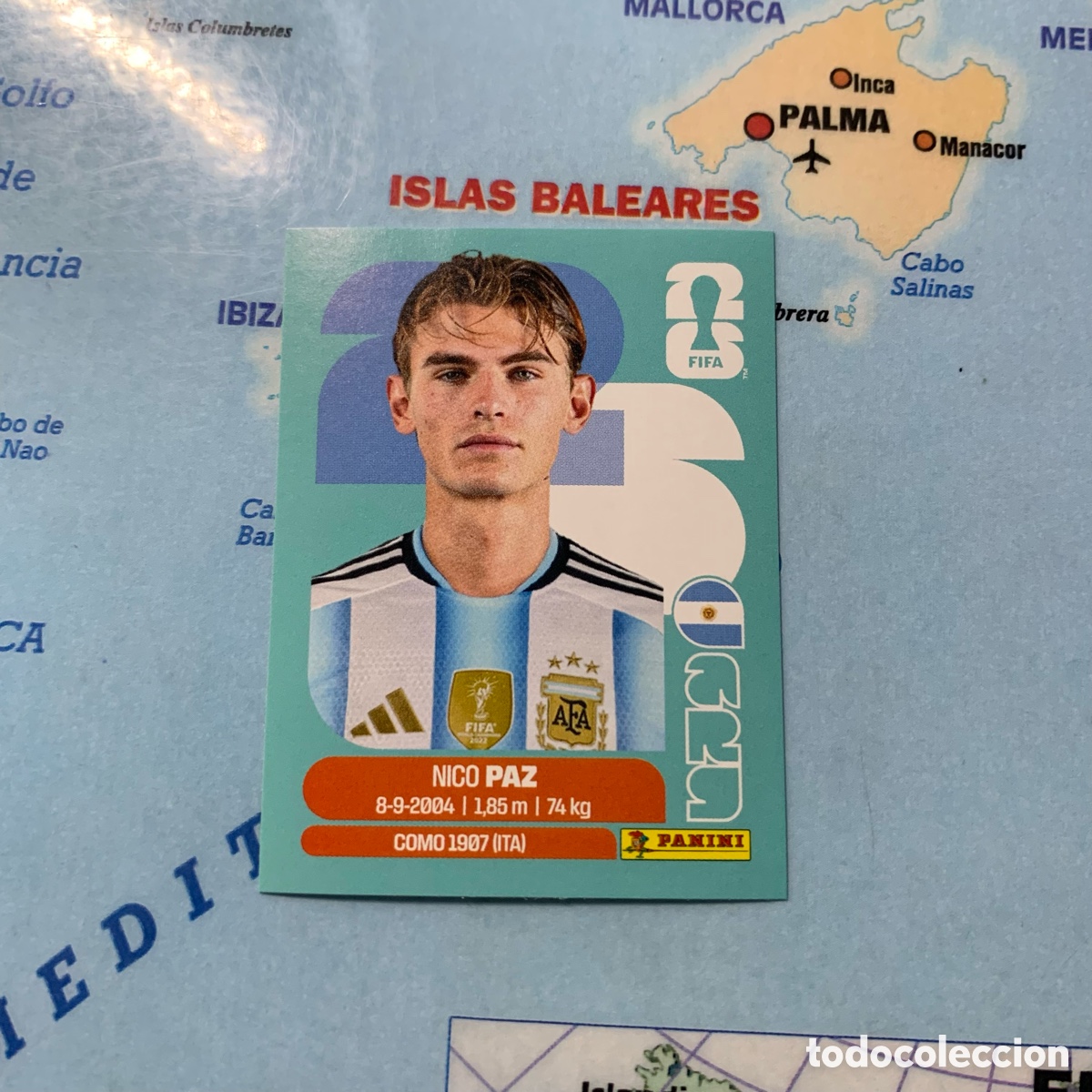 Football Stickers: Nico Paz n&uacute;mero 14 de Argentina cromo panini Mundial Fifa World Cup 2026