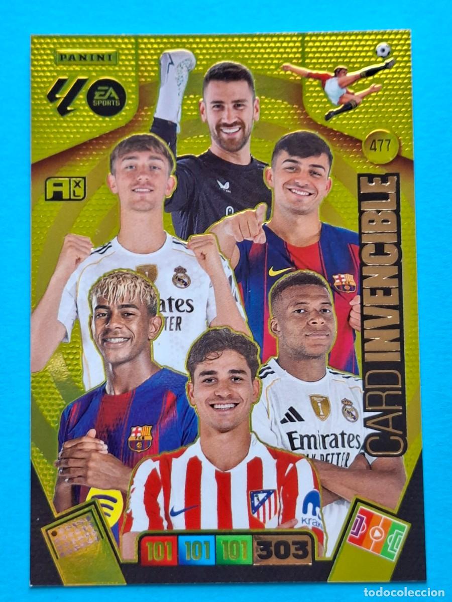 Cromos de F&uacute;tbol: Card Invencible 477 UNAI SIM&Oacute;N-HUIJSEN-PEDRI-YAMAL-MBAPP&Eacute;-JULI&Aacute;N &Aacute;LVAREZ Adrenalyn XL LaLiga 2025-26