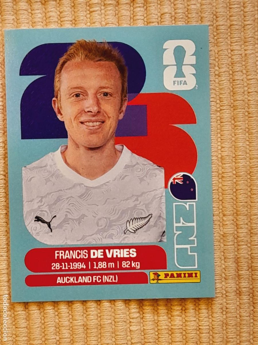 Cartes &agrave; collectionner de Football: CROMO NZL 8 Francis de Vries NUEVA ZELANDA FIFA WORLD CUP 2026 (MUNDIAL MEXICO EE.UU CANADA) STICKER