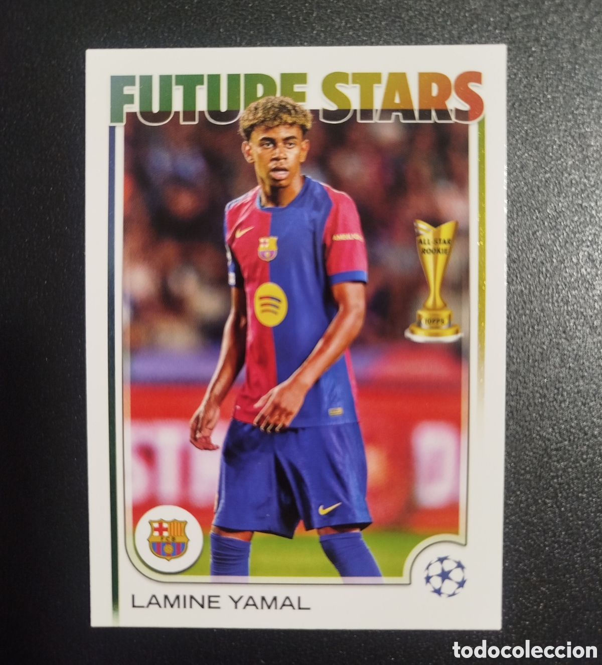 Cromos de F&uacute;tbol: 2024 2025 FUTURE STARS ALL STAR ROOKIE LAMINE YAMAL FC BARCELONA BAR&Ccedil;A TOPPS UEFA CLUB FLAGSHIP CARD