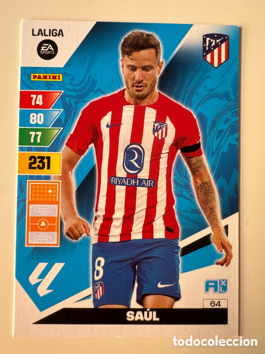 Cromos de F&uacute;tbol: PANINI ADRENALYN XL La Liga 2023 2024 23 24 Sa&uacute;l &Ntilde;&iacute;guez Atl&eacute;tico de Madrid N&ordm; 64