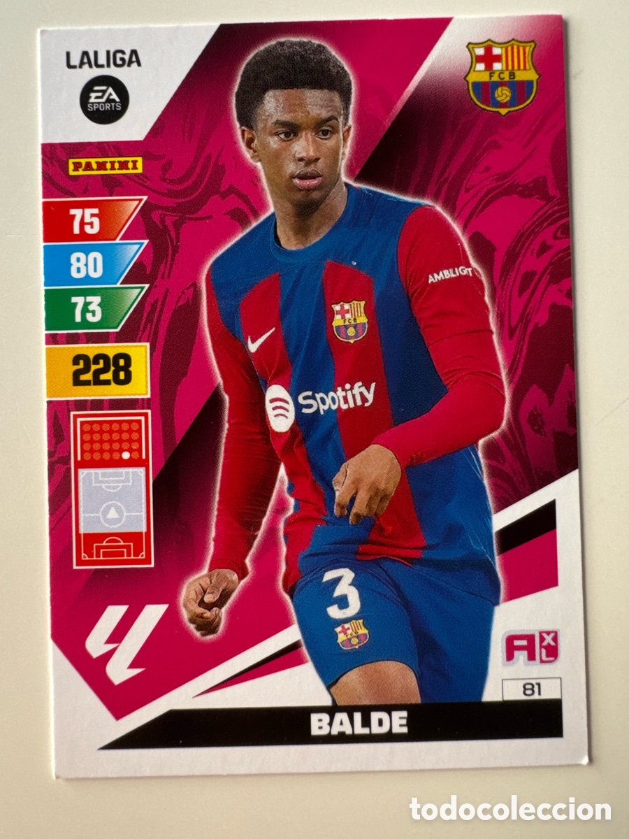 Fu&szlig;ball-Sticker: PANINI ADRENALYN XL La Liga 2023 2024 23 24 Alejandro Balde FC Barcelona N&ordm; 81