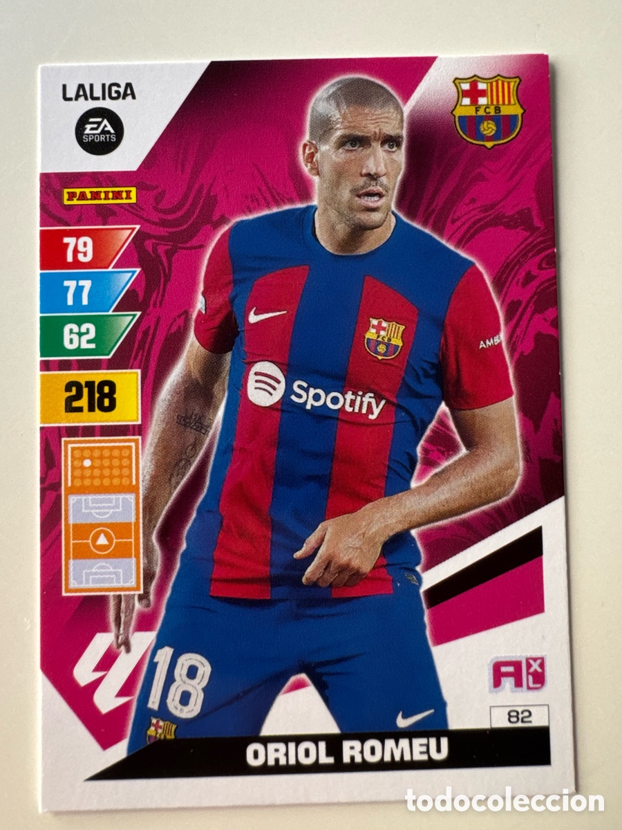 Cromos de F&uacute;tbol: PANINI ADRENALYN XL La Liga 2023 2024 23 24 Oriol Romeu FC Barcelona N&ordm; 82
