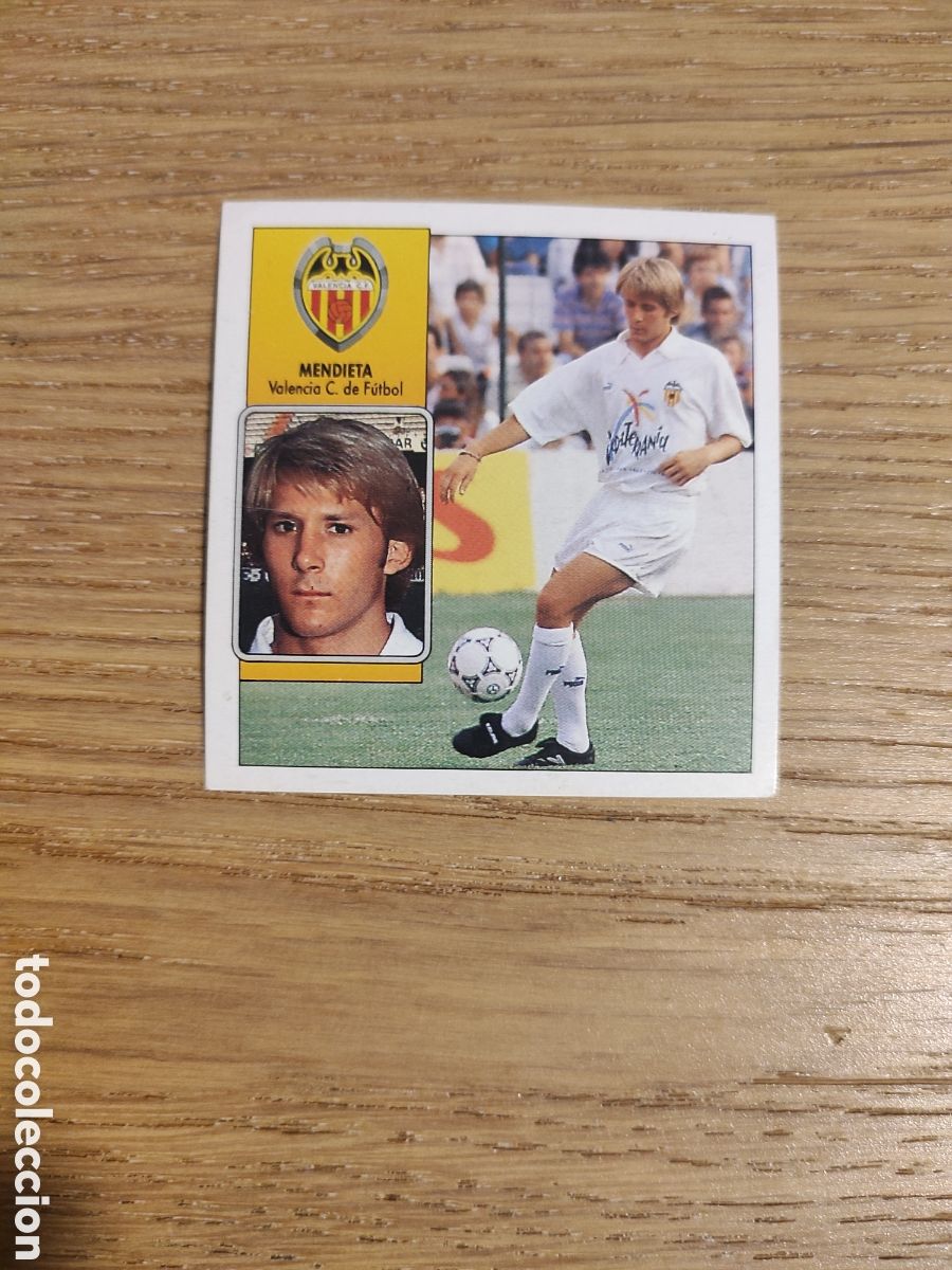Cromos de F&uacute;tbol: Mendieta Coloca Liga Este 92 93 Valencia Leve despegado