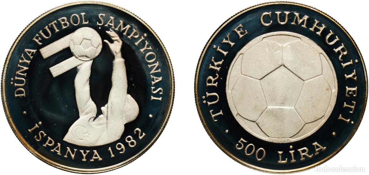 Cromos de F&uacute;tbol: Turkey Republic 1982 500 Lira (World Cup) Silver (.925) (12390) 23.24g PF KM 953