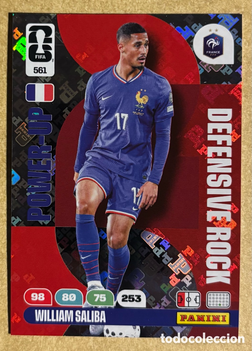 Cromos de F&uacute;tbol: WILLIAM SALIBA (FRANCIA). CARTA POWER-UP DEFENSIVE ROCK PANINI ANDRENALYN FIFA WORLD CUP 2026. #561