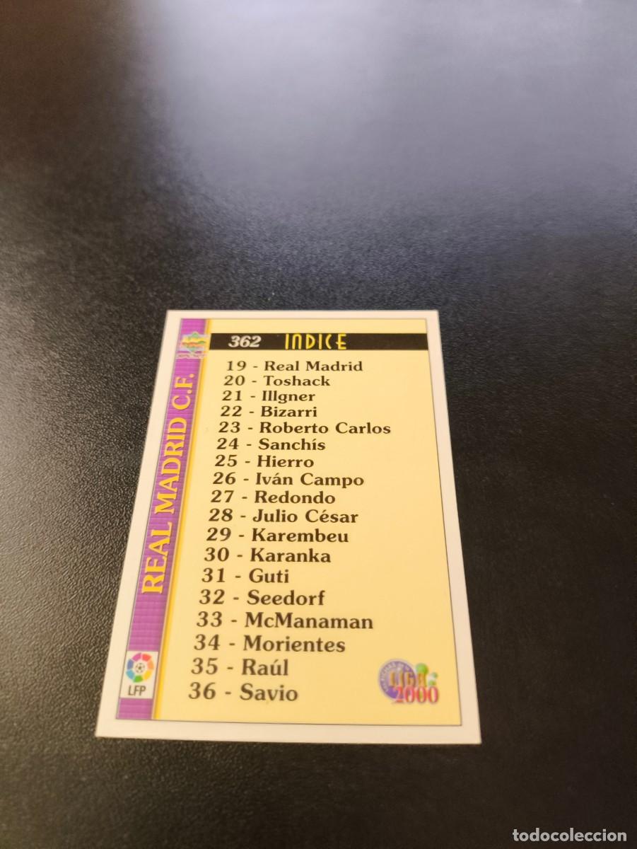 Cromos de F&uacute;tbol: 362 INDICE PLANTILLA REAL MADRID MUNDICROMO FICHAS LIGA 1999 2000 99 00 NO PANINI ESTE