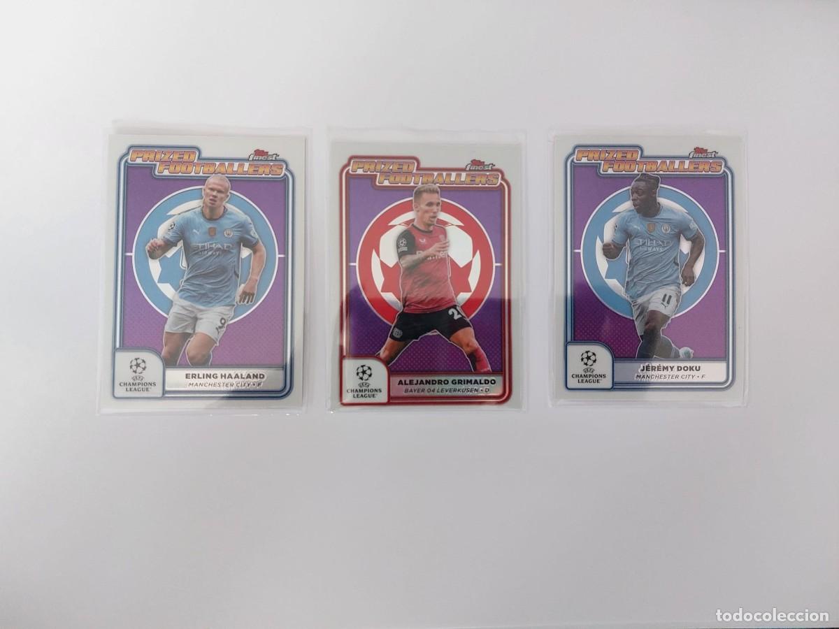 Figurine di Calcio: Lote Haaland Doku Grimaldo prized footballers topps finest 24 25 2024 2025