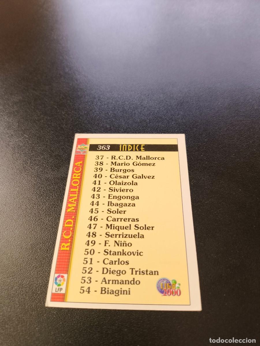 Cromos de F&uacute;tbol: 363 INDICE PLANTILLA MALLORCA MUNDICROMO FICHAS LIGA 1999 2000 99 00 NO PANINI ESTE