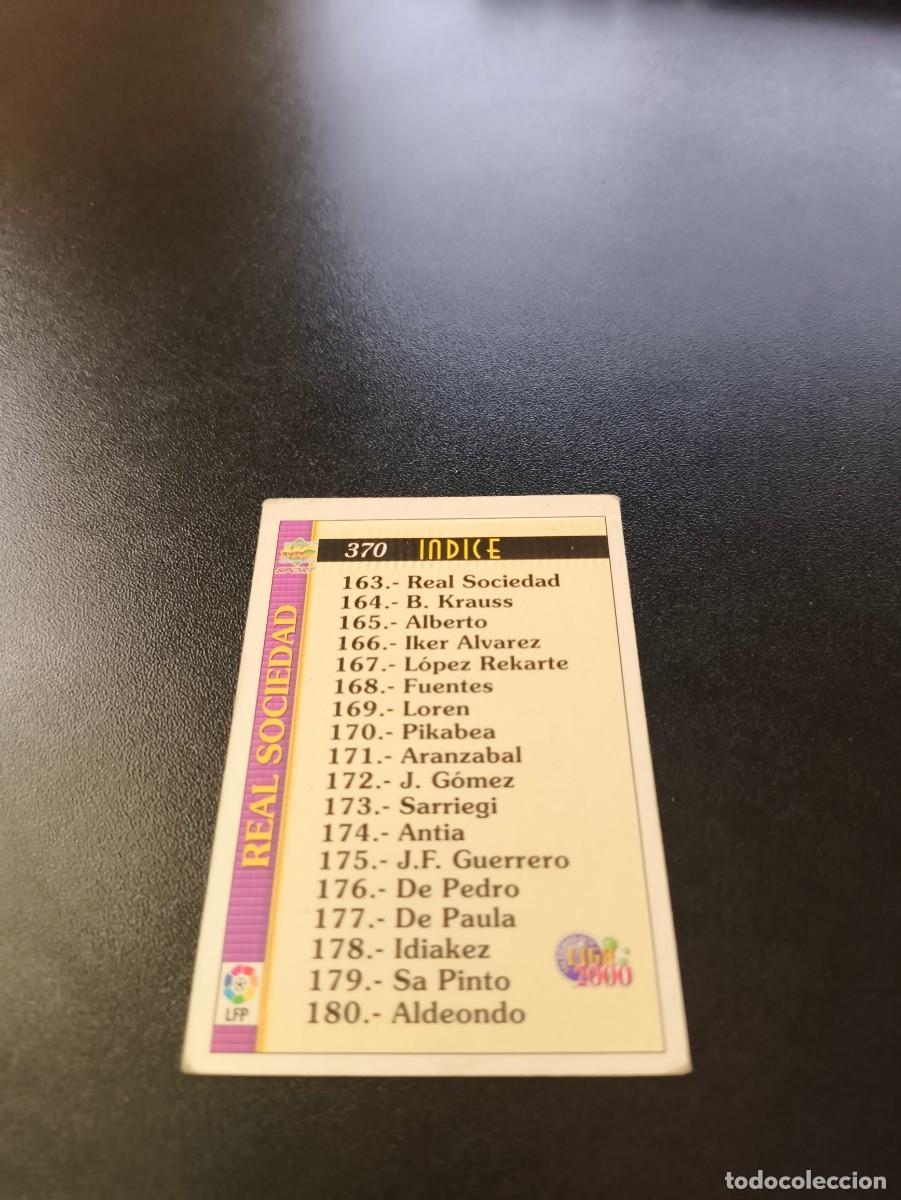 Cromos de F&uacute;tbol: 370 INDICE PLANTILLA REAL SOCIEDAD MUNDICROMO FICHAS LIGA 1999 2000 99 00 NO PANINI ESTE