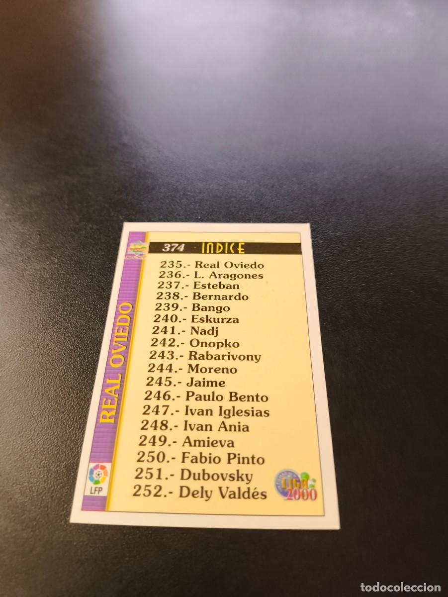 Cromos de F&uacute;tbol: 374 INDICE PLANTILLA REAL OVIEDO MUNDICROMO FICHAS LIGA 1999 2000 99 00 NO PANINI ESTE