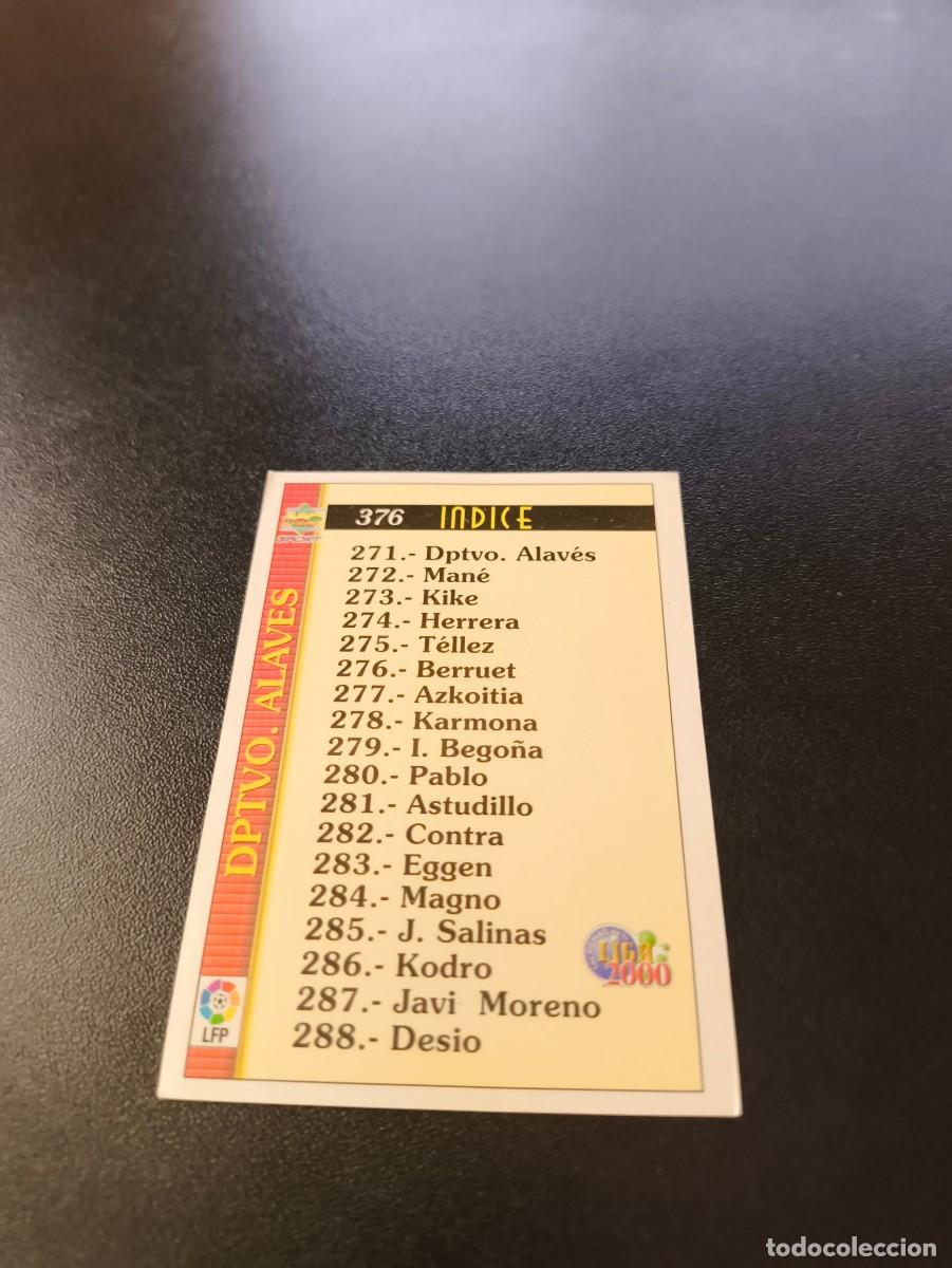 Cromos de F&uacute;tbol: 376 INDICE PLANTILLA ALAVES MUNDICROMO FICHAS LIGA 1999 2000 99 00 NO PANINI ESTE