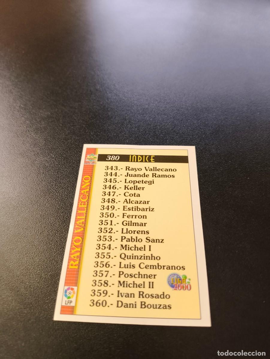 Cromos de F&uacute;tbol: 380 INDICE PLANTILLA RAYO VALLECANO MUNDICROMO FICHAS LIGA 1999 2000 99 00 NO PANINI ESTE