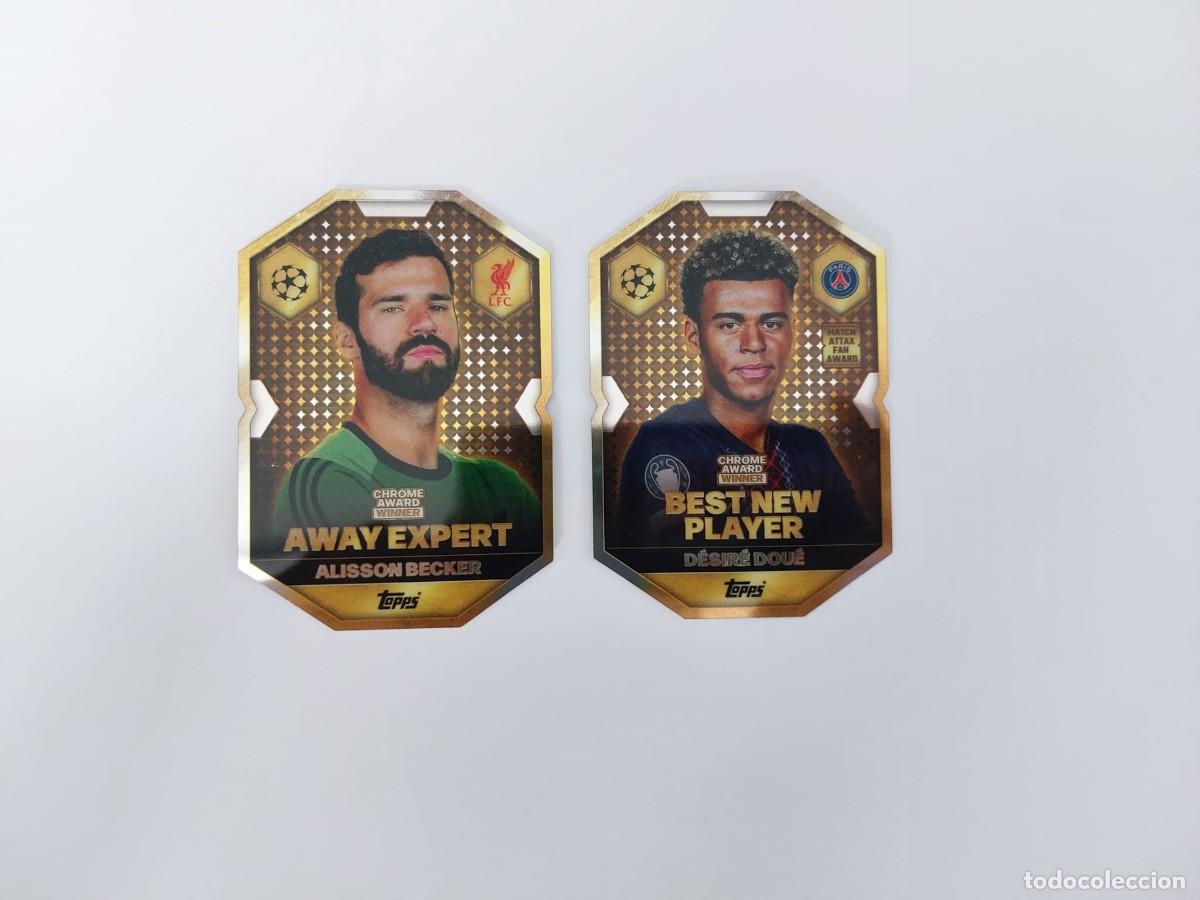 Fu&szlig;ball-Sticker: Lote chrome award Doue Alisson match attax 25 26 PSG Liverpool 2025 2026