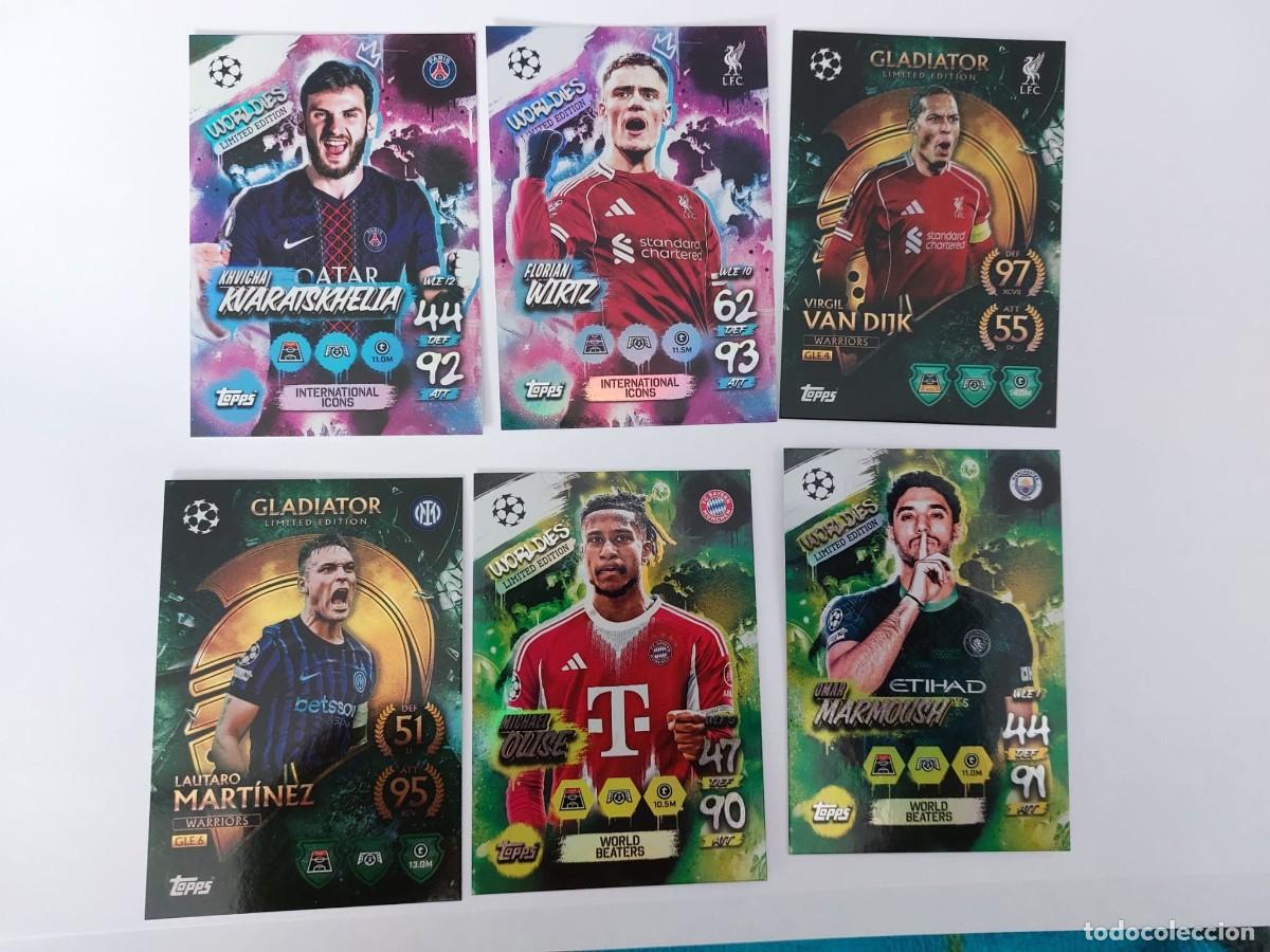 Cromos de F&uacute;tbol: Lote edici&oacute;n limitada match attax 25 26 van dijk olise wirtz lautaro mart&iacute;nez marmoush kvaratskhelia